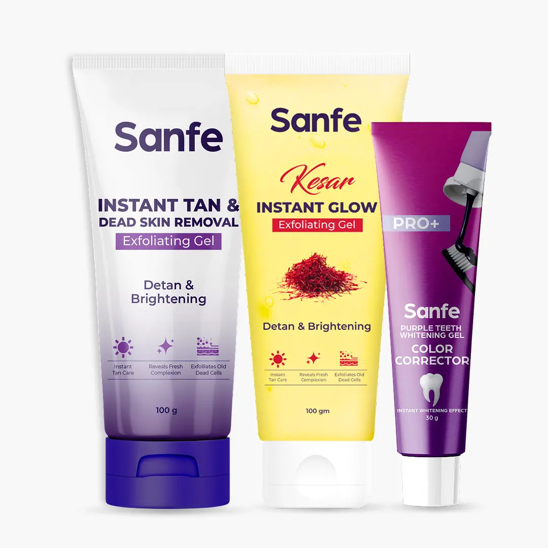 Sanfe Ultimate Skin & Smile Kit – Exfoliating Gels + Teeth Whitening Gel | Brighten Skin & Whiten Teeth Effortlessly 1